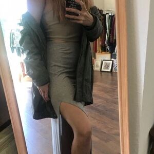 Nella fantasia High slit maxi Gray Women's Skirt Sz m cotton high waisted